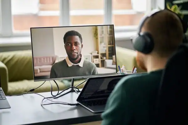 Man attending online mediation Crook MIAMS session